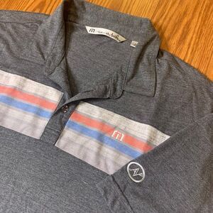 Travis Mathew Mens XL Striped‎ Gray Polo Shirt